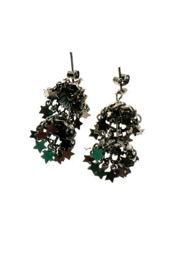 Earrings - Vintage Silver Tone Earrings with Dangling Stars - ML2162