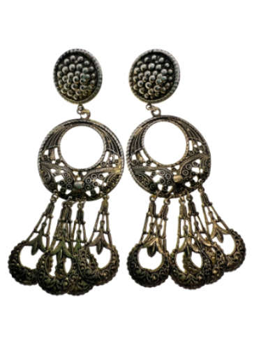 Earrings -  Vintage Silver and Gold Tone Dangly Earrings. Filigree Design. - ML2164