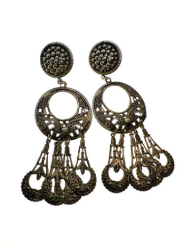 Earrings -  Vintage Silver and Gold Tone Dangly Earrings. Filigree Design. - ML2164