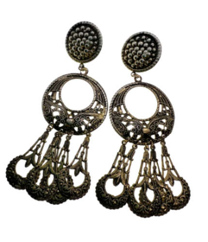Earrings -  Vintage Silver and Gold Tone Dangly Earrings. Filigree Design. - ML2164