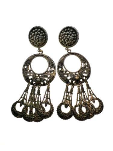 Earrings -  Vintage Silver and Gold Tone Dangly Earrings. Filigree Design. - ML2164