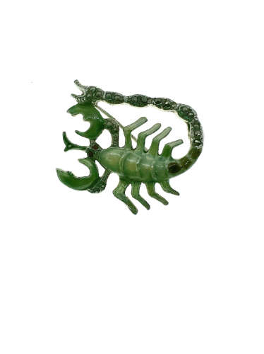 Brooch - Silver Tone Lobster Brooch Stamped 9 JL with Diamantes in the Tail - ML2173