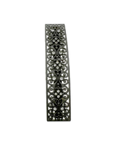 Hair Clip - Vintage Dark Metal Tone Hair Clip with Filigree Design and 20 Diamante Stones - ML2178