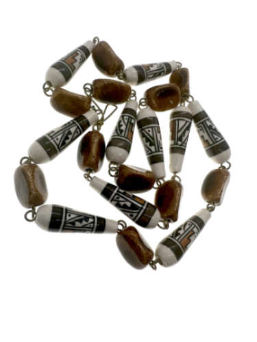 Vintage - Agate Type Necklace in Colours of Tigers Eye, Honeycomb, Browns - ML2182