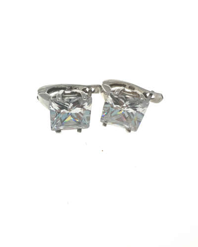 Earrings - Vintage 925 Silver Earrings with Large Centre Crystal-like Stone - ML2189