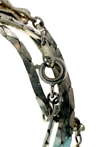 Vintage Necklace - Long Silver Tone Necklace with Faux Pearls - ML2205