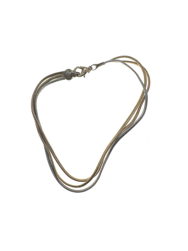 Bracelet - 3 strands -  2 Gold Tone,  One Silver Tone - ML2209