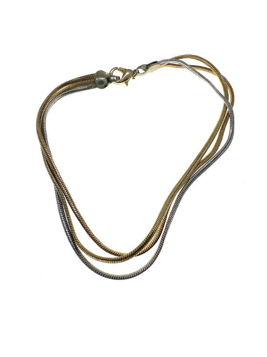Bracelet - 3 strands -  2 Gold Tone,  One Silver Tone - ML2209