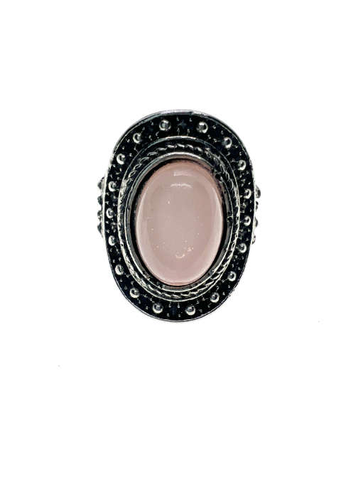 Ring - Vintage Silver Tone Marcasite Ring with Rose Quartz Type Stone - ML2214