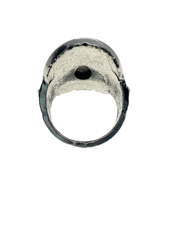 Ring - Vintage Silver Tone Marcasite Ring with Rose Quartz Type Stone - ML2214