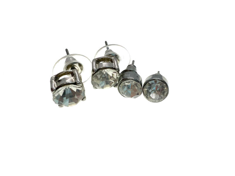 Earrings - Vintage Silver Tone Diamante Earrings for Pierced Ears - ML2218