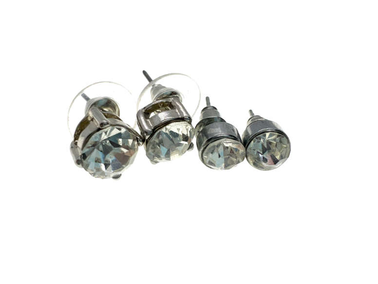 Earrings - Vintage Silver Tone Diamante Earrings for Pierced Ears - ML2218
