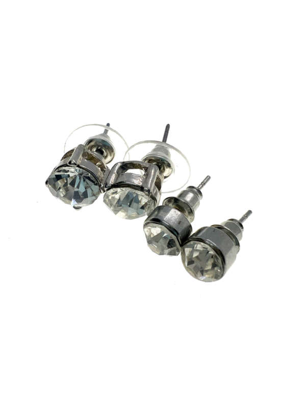 Earrings - Vintage Silver Tone Diamante Earrings for Pierced Ears - ML2218