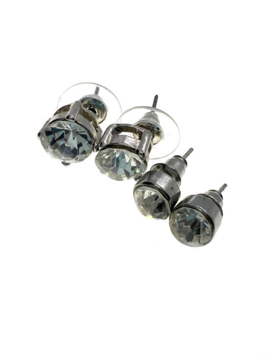 Earrings - Vintage Silver Tone Diamante Earrings for Pierced Ears - ML2218