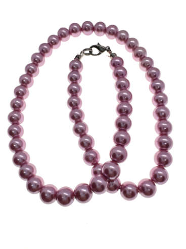 Necklace - Vintage Pink Faux Pearl Necklace - ML2220