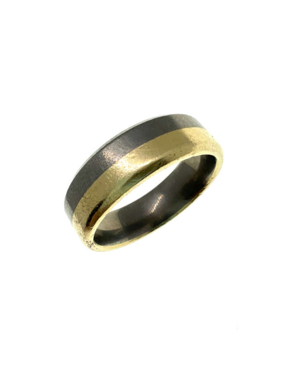 Ring - Vintage 14 ct Gold Plated Titanium Mens Ring - ML2231