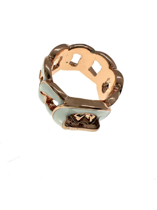 Ring - Vintage Rose Gold Tone Ring with White Colour Links - ML2235