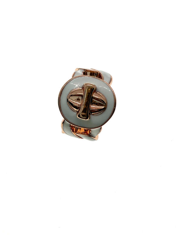 Ring - Vintage Rose Gold Tone Ring with White Colour Links - ML2235