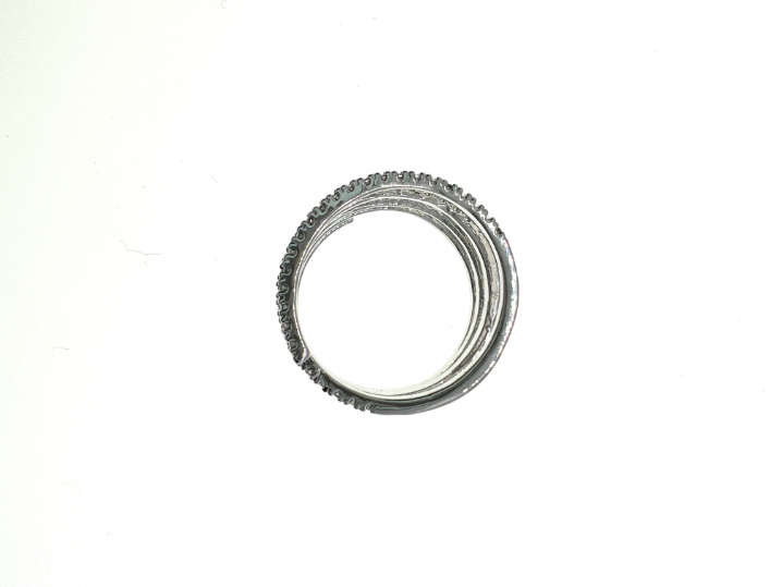 Ring - Vintage Silver Tone Spiral Ring with Diamantes - ML2239