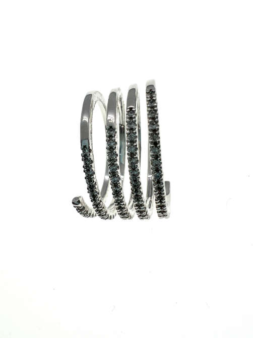 Ring - Vintage Silver Tone Spiral Ring with Diamantes - ML2239