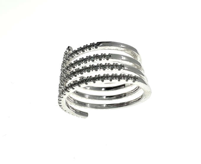 Ring - Vintage Silver Tone Spiral Ring with Diamantes - ML2239