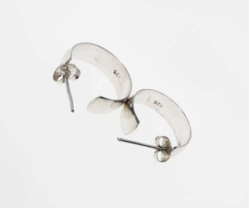 Earrings - Vintage 925 Silver Hoop Earrings For Pierced Ears - ML2250