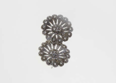 Earrings - Vintage 925 Silver Filigree Flower Earrings with Diamantes - ML2251