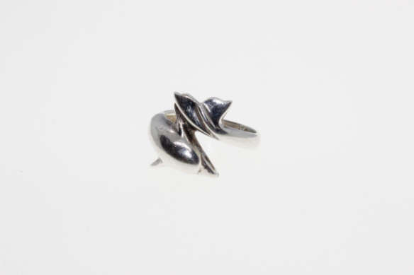 Ring - Silver Stamped Childrens Dolphin Ring - ML2255