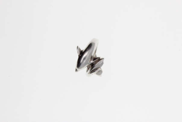 Ring - Silver Stamped Childrens Dolphin Ring - ML2255