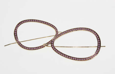 Earrings - Gold Tone Egg Shape Earrings with Pink beads - ML2260