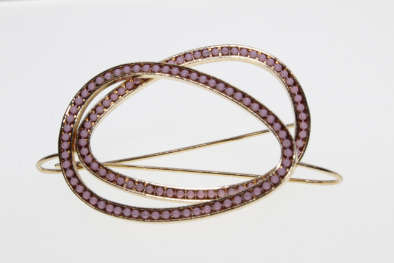 Earrings - Gold Tone Egg Shape Earrings with Pink beads - ML2260