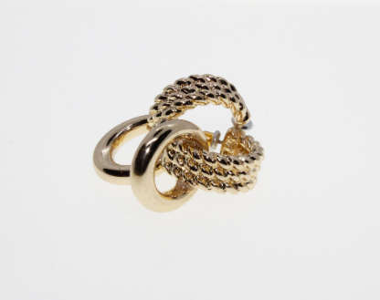 Earrings - Gold Tone Earrings with Rope Design and Circular Hoop - ML2261