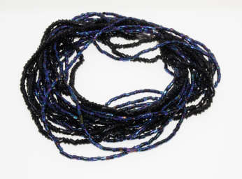 Necklace - Vintage Silver Tone Blue Beaded Necklace with 9 Strands - ML2268