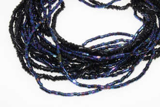 Necklace - Vintage Silver Tone Blue Beaded Necklace with 9 Strands - ML2268