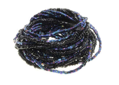 Necklace - Vintage Silver Tone Blue Beaded Necklace with 9 Strands - ML2268