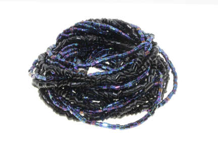Necklace - Vintage Silver Tone Blue Beaded Necklace with 9 Strands - ML2268