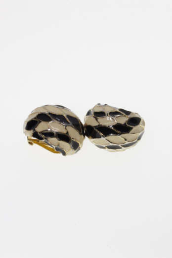 Earrings - Vintage Gold Tone Snake Skin Type Huggie Clip-on Earrings - ML2270