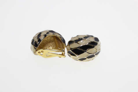 Earrings - Vintage Gold Tone Snake Skin Type Huggie Clip-on Earrings - ML2270