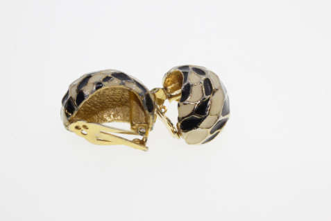 Earrings - Vintage Gold Tone Snake Skin Type Huggie Clip-on Earrings - ML2270