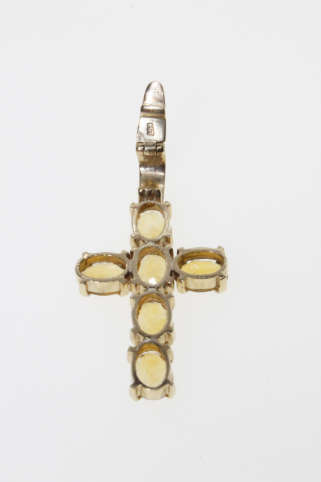 Pendant - Vintage 9ct Gold Cross Pendant with 6 x Citrine Gemstones - ML2273