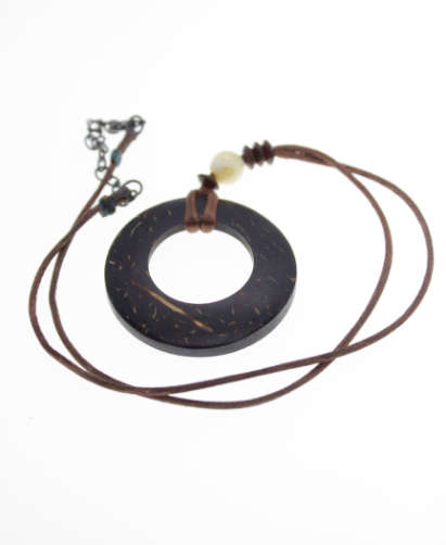Vintage - Leather Thong with Round Pendant Circle with Open Centre - ML2282