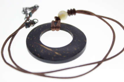 Vintage - Leather Thong with Round Pendant Circle with Open Centre - ML2282