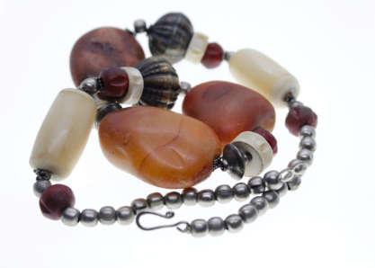 Necklace - African Style Necklace with Chunky Irregular Size Stones and Beads - ML2283