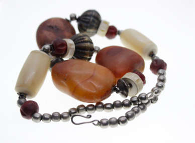 Necklace - African Style Necklace with Chunky Irregular Size Stones and Beads - ML2283