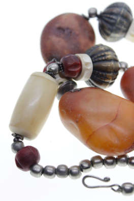 Necklace - African Style Necklace with Chunky Irregular Size Stones and Beads - ML2283