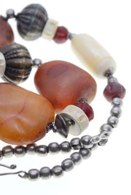 Necklace - African Style Necklace with Chunky Irregular Size Stones and Beads - ML2283