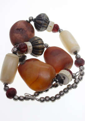 Necklace - African Style Necklace with Chunky Irregular Size Stones and Beads - ML2283