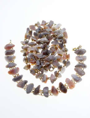 Set - Vintage Necklace and Bracelet Set, Gold Tone Sea Shell Design with Gold Tone Links - ML2284