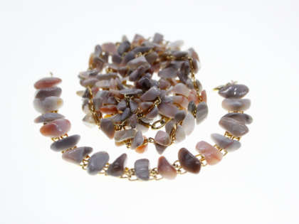 Set - Vintage Necklace and Bracelet Set, Gold Tone Sea Shell Design with Gold Tone Links - ML2284