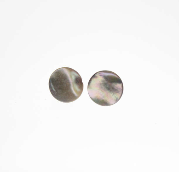 Earrings - Vintage Mother of Pearl Type Circular Earrings with Gold Tone - ML2285